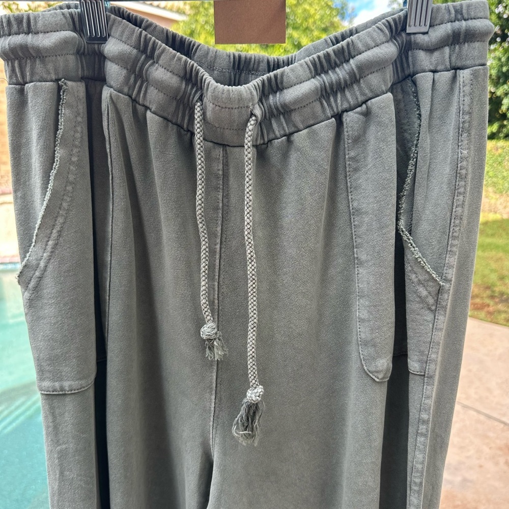 Washed Terry Knit - Wide Pants - Teal - Picture 6 of 8